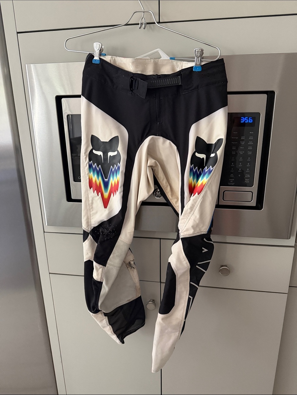Black & Cream Motocross Pants with Rainbow